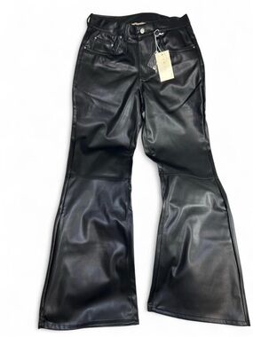 Mnml Black Leather Flare Pants - Brand New